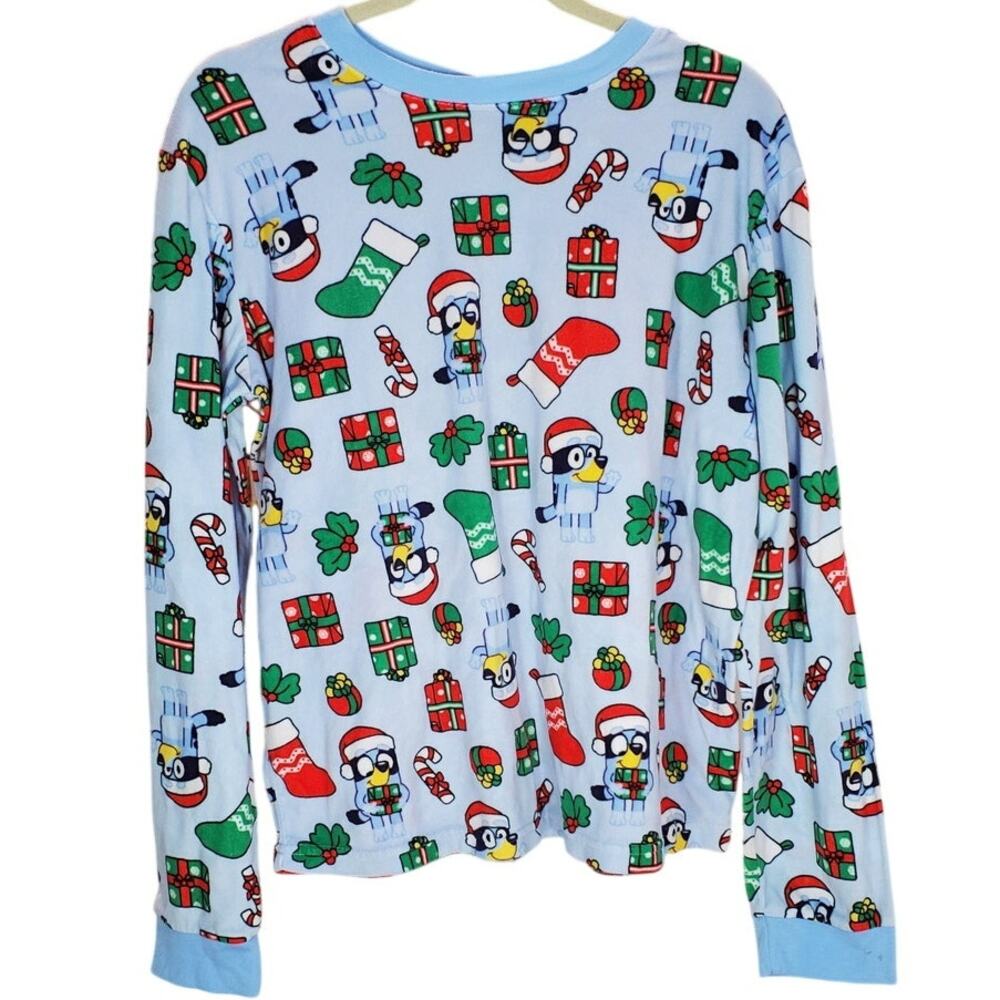 Bluey Blue Christmas Fleece Pajama Top Medium